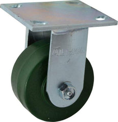 Albion - 4" Diam x 2" Wide x 5-5/8" OAH Top Plate Mount Rigid Caster - Polyurethane, 1,000 Lb Capacity, Precision Sealed Bearing, 4 x 4-1/2" Plate - USA Tool & Supply