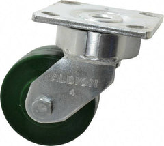 Albion - 4" Diam x 2" Wide x 5-5/8" OAH Top Plate Mount Swivel Caster - Polyurethane, 1,000 Lb Capacity, Precision Sealed Bearing, 4 x 4-1/2" Plate - USA Tool & Supply
