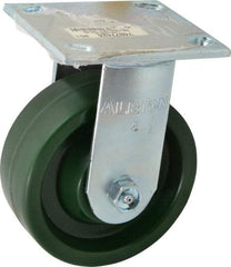 Albion - 5" Diam x 2" Wide x 6-1/2" OAH Top Plate Mount Rigid Caster - Polyurethane, 1,000 Lb Capacity, Roller Bearing, 4 x 4-1/2" Plate - USA Tool & Supply