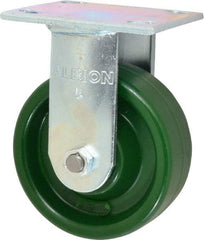 Albion - 5" Diam x 2" Wide x 6-1/2" OAH Top Plate Mount Rigid Caster - Polyurethane, 1,000 Lb Capacity, Precision Sealed Bearing, 4 x 4-1/2" Plate - USA Tool & Supply