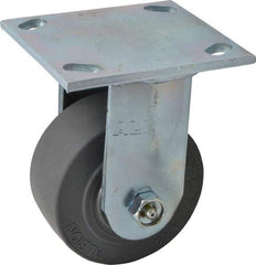 Albion - 4" Diam x 2" Wide x 5-5/8" OAH Top Plate Mount Rigid Caster - Soft Rubber, 350 Lb Capacity, Roller Bearing, 4 x 4-1/2" Plate - USA Tool & Supply