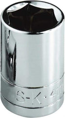 SK - 1-1/8", 1/2" Drive, Standard Hand Socket - 6 Points, Steel, Chrome Finish - USA Tool & Supply