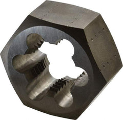 Made in USA - 1-1/8 - 8 UNS Thread, 2" Hex, Right Hand Thread, Hex Rethreading Die - Carbon Steel, 1" Thick - Exact Industrial Supply