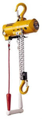 Harrington Hoist - 1/4 Ton Load Limit, 10' Max Height Top Hook Air Hoist - 48 SCFM at 90 PSI, 32 FPM Lift Speed, 12" Min Headroom, Pull Cord Control - USA Tool & Supply