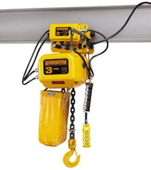 Harrington Hoist - 5 Ton Capacity, 12 FPM Lift Speed, Hoist with Motorized Trolley - 20' Max Lift, 32-3/4" Min Headroom, 2 Chains - USA Tool & Supply