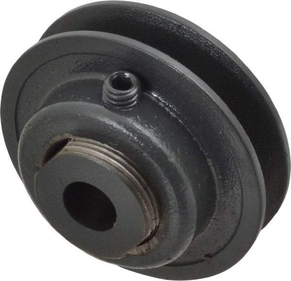 Browning - 1/2" Inside Diam x 2-1/2" Outside Diam, 1 Groove, Variable Pitched Sheave - Belt Section 3L, 1-11/16" Sheave Thickness, 17/32 to 25/32" Face Width - USA Tool & Supply