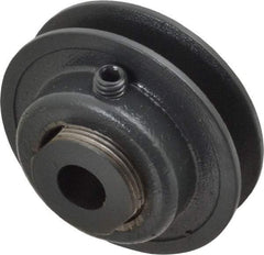Browning - 1/2" Inside Diam x 2-1/2" Outside Diam, 1 Groove, Variable Pitched Sheave - Belt Section 3L, 1-11/16" Sheave Thickness, 17/32 to 25/32" Face Width - USA Tool & Supply