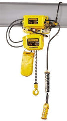 Harrington Hoist - 3 Ton Capacity, 3.5 FPM Lift Speed, Hoist with Motorized Trolley - 10' Max Lift, 28.9" Min Headroom, 2 Chains - USA Tool & Supply