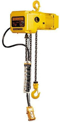 Harrington Hoist - 1 Ton Capacity, 7 FPM Lift Speed, Hook Mounted Hoist - 10' Max Lift, 16.1" Min Headroom, 1 Chain - USA Tool & Supply