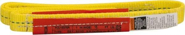 Lift-All - 3' Long x 1" Wide, 1,600 Lb Vertical Capacity, 1 Ply, Polyester Web Sling - 1,250 Lb Choker Capacity, Yellow - USA Tool & Supply