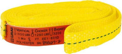 Lift-All - 8' Long x 1" Wide, 1,600 Lb Vertical Capacity, 1 Ply, Polyester Web Sling - 1,250 Lb Choker Capacity, Yellow - USA Tool & Supply