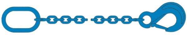 Pewag - 10' Long, 5,200 Lb Basket Capacity, 5,200 Lb Vertical Capacity, 1 Ply, Alloy Steel Web Sling - 4,500 Lb Choker Capacity, SOS Chain Sling, 9/32" Diam Chain, Blue, with Sling Hook & Master Link - USA Tool & Supply