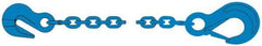 Pewag - 5' Long, 5,200 Lb Basket Capacity, 5,200 Lb Vertical Capacity, 1 Ply, Alloy Steel Web Sling - 4,500 Lb Choker Capacity, SSG Chain Sling, 9/32" Diam Chain, Blue, with Grab Hook & Sling Hook - USA Tool & Supply