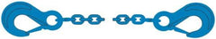 Pewag - 5' Long, 10,600 Lb Basket Capacity, 10,600 Lb Vertical Capacity, 1 Ply, Alloy Steel Web Sling - 10,600 Lb Choker Capacity, SSS Chain Sling, 3/8" Diam Chain, Blue, with Sling Hooks on Each End - USA Tool & Supply