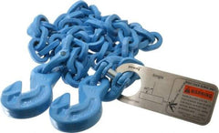 Pewag - 5' Long, 5,200 Lb Basket Capacity, 5,200 Lb Vertical Capacity, 1 Ply, Alloy Steel Web Sling - 4,500 Lb Choker Capacity, SGG Chain Sling, 9/32" Diam Chain, Blue, with 1 Grab Hook on Each End - USA Tool & Supply