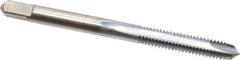 Made in USA - M5x0.90 Metric Special, 2 Flute, Chrome Finish, High Speed Steel Spiral Point Tap - Plug Chamfer, Right Hand Thread, 2-3/8" OAL, 7/8" Thread Length, 0.194" Shank Diam - Exact Industrial Supply