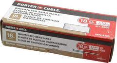 Porter-Cable - 18 Gauge 1-1/4" Long Brad Nails for Power Nailers - Grade 2 Steel, Galvanized Finish, Smooth Shank, Straight Stick Collation, Brad Head, Chisel Point - USA Tool & Supply