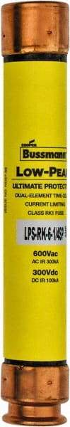 Cooper Bussmann - 300 VDC, 600 VAC, 6.25 Amp, Time Delay General Purpose Fuse - Fuse Holder Mount, 127mm OAL, 100 at DC, 300 at AC (RMS) kA Rating, 13/16" Diam - USA Tool & Supply