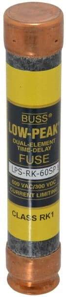 Cooper Bussmann - 300 VDC, 600 VAC, 60 Amp, Time Delay General Purpose Fuse - Fuse Holder Mount, 5-1/2" OAL, 100 at DC, 300 at AC (RMS) kA Rating, 1-1/16" Diam - USA Tool & Supply