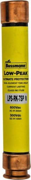 Cooper Bussmann - 300 VDC, 600 VAC, 7 Amp, Time Delay General Purpose Fuse - Fuse Holder Mount, 127mm OAL, 100 at DC, 300 at AC (RMS) kA Rating, 13/16" Diam - USA Tool & Supply