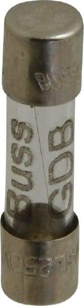 Cooper Bussmann - 250 VAC, 32 VDC, 0.25 Amp, Fast-Acting Miniature Glass Fuse - 20mm OAL, 5mm Diam - USA Tool & Supply