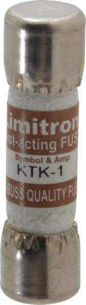 Cooper Bussmann - 600 VAC, 1 Amp, Fast-Acting General Purpose Fuse - Fuse Holder Mount, 1-1/2" OAL, 100 at AC kA Rating, 13/32" Diam - USA Tool & Supply