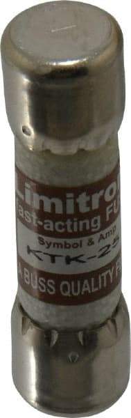 Cooper Bussmann - 600 VAC, 25 Amp, Fast-Acting General Purpose Fuse - Fuse Holder Mount, 1-1/2" OAL, 100 at AC kA Rating, 13/32" Diam - USA Tool & Supply