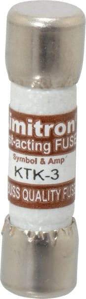 Cooper Bussmann - 600 VAC, 3 Amp, Fast-Acting General Purpose Fuse - Fuse Holder Mount, 1-1/2" OAL, 100 at AC kA Rating, 13/32" Diam - USA Tool & Supply