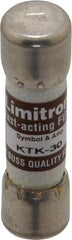 Cooper Bussmann - 600 VAC, 30 Amp, Fast-Acting General Purpose Fuse - Fuse Holder Mount, 1-1/2" OAL, 100 at AC kA Rating, 13/32" Diam - USA Tool & Supply