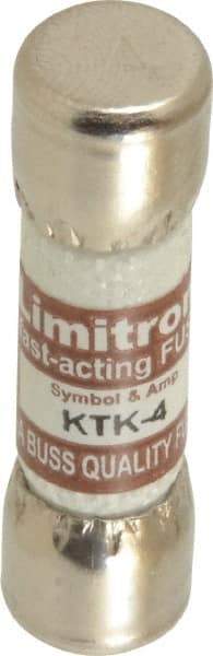 Cooper Bussmann - 600 VAC, 4 Amp, Fast-Acting General Purpose Fuse - Fuse Holder Mount, 1-1/2" OAL, 100 at AC kA Rating, 13/32" Diam - USA Tool & Supply
