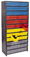 Quantum Storage - 32 Bin Closed Shelving System - 36 Inch Overall Width x 18 Inch Overall Depth x 39 Inch Overall Height, Gray High Impact Polystyrene Bins - USA Tool & Supply