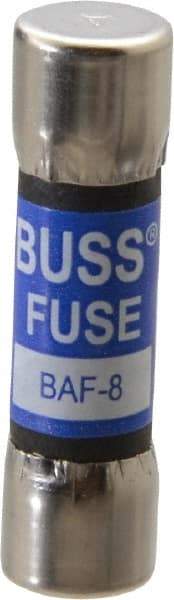 Cooper Bussmann - 250 VAC, 8 Amp, Fast-Acting General Purpose Fuse - Fuse Holder Mount, 1-1/2" OAL, 10 at 125 V kA Rating, 13/32" Diam - USA Tool & Supply