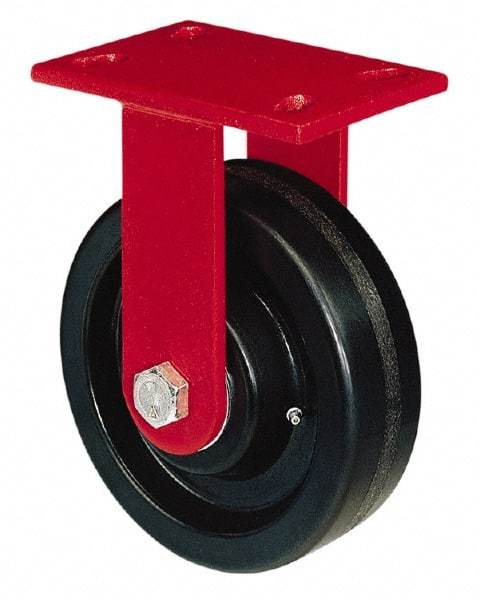 Hamilton - 6" Diam x 2" Wide x 7-3/4" OAH Top Plate Mount Rigid Caster - Forged Steel, 2,000 Lb Capacity, Roller Bearing, 4-1/2 x 6-1/2" Plate - USA Tool & Supply