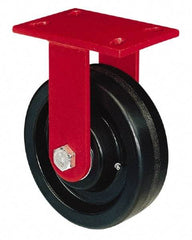 Hamilton - 6" Diam x 2" Wide x 7-3/4" OAH Top Plate Mount Rigid Caster - Forged Steel, 2,000 Lb Capacity, Roller Bearing, 4-1/2 x 6-1/2" Plate - USA Tool & Supply