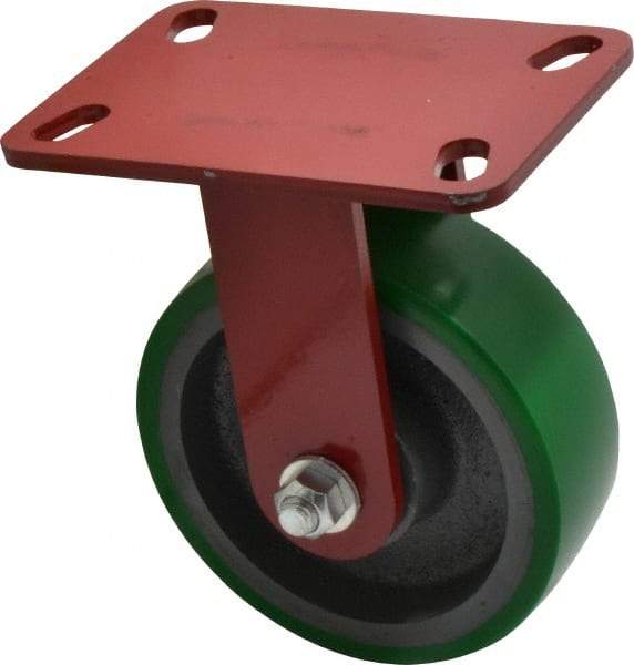Hamilton - 6" Diam x 2" Wide x 7-3/4" OAH Top Plate Mount Rigid Caster - Polyurethane, 1,200 Lb Capacity, Precision Sealed Bearing, 4-1/2 x 6-1/2" Plate - USA Tool & Supply