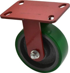Hamilton - 6" Diam x 2" Wide x 7-3/4" OAH Top Plate Mount Rigid Caster - Polyurethane, 1,200 Lb Capacity, Precision Sealed Bearing, 4-1/2 x 6-1/2" Plate - USA Tool & Supply