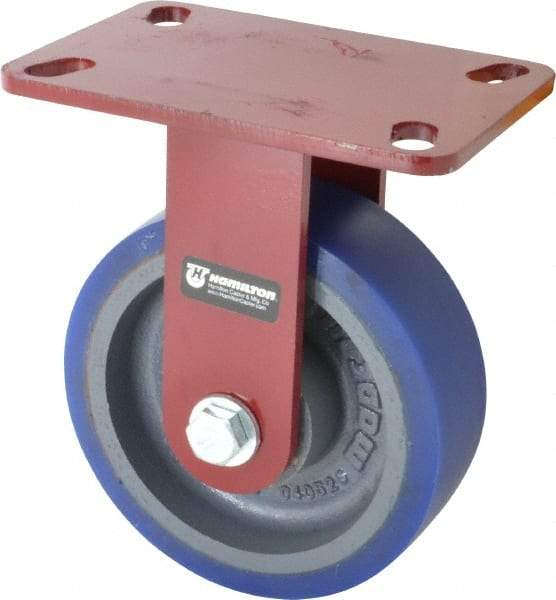 Hamilton - 6" Diam x 2" Wide x 7-3/4" OAH Top Plate Mount Rigid Caster - Polyurethane, 960 Lb Capacity, Precision Sealed Bearing, 4-1/2 x 6-1/2" Plate - USA Tool & Supply