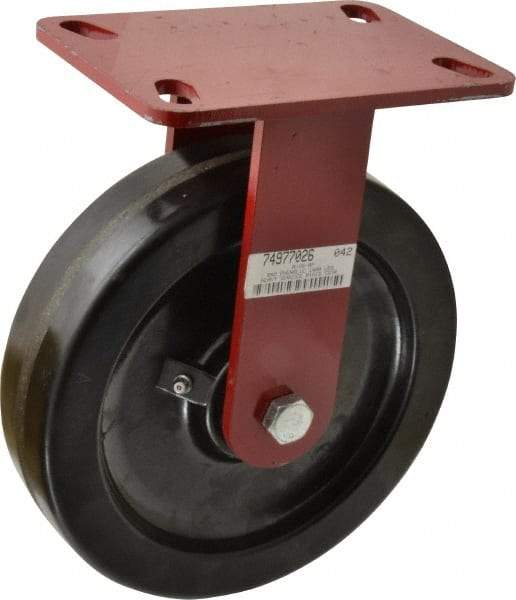 Hamilton - 8" Diam x 2" Wide x 9-3/4" OAH Top Plate Mount Rigid Caster - Phenolic, 1,400 Lb Capacity, Roller Bearing, 4-1/2 x 6-1/2" Plate - USA Tool & Supply
