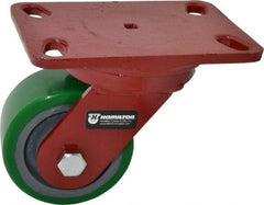 Hamilton - 4" Diam x 2" Wide x 5-5/8" OAH Top Plate Mount Swivel Caster - Polyurethane, 750 Lb Capacity, Precision Sealed Bearing, 4-1/2 x 6-1/2" Plate - USA Tool & Supply