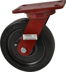 Hamilton - 8" Diam x 2" Wide x 9-3/4" OAH Top Plate Mount Swivel Caster - Phenolic, 1,400 Lb Capacity, Roller Bearing, 4-1/2 x 6-1/2" Plate - USA Tool & Supply