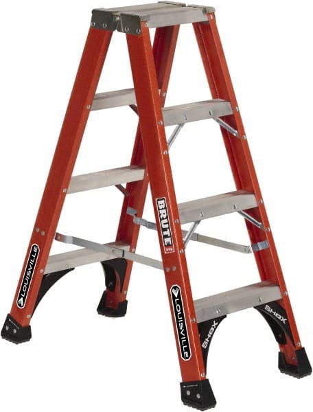 Louisville - 15 Steps, 16' High, Type IAA Rating, Fiberglass Step Ladder - USA Tool & Supply