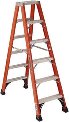 Louisville - 3 Steps, 4' High, Type IAA Rating, Fiberglass Step Ladder - 375 Lb Capacity, 19-5/16" Base Width - USA Tool & Supply