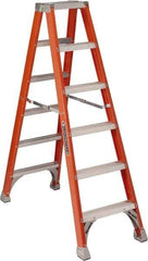 Louisville - 5 Steps, 6' High, Type IA Rating, Fiberglass Step Ladder - 300 Lb Capacity, 22-9/16" Base Width - USA Tool & Supply
