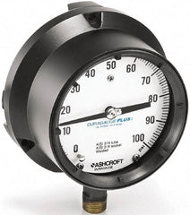 Ashcroft - 4-1/2" Dial, 1/2 Thread, 0-1,500 Scale Range, Pressure Gauge - Lower Connection, Rear Flange Connection Mount, Accurate to 0.5% of Scale - USA Tool & Supply