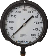 Ashcroft - 6" Dial, 1/2 Thread, 0-5,000 Scale Range, Pressure Gauge - Lower Connection Mount, Accurate to 0.5% of Scale - USA Tool & Supply