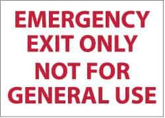 NMC - Emergency Exit Only Not for General Use, Plastic Exit Sign - 14" Wide x 10" High - USA Tool & Supply