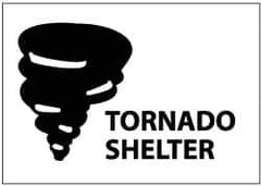 NMC - "Tornado Shelter", 10" Long x 14" Wide, Aluminum Safety Sign - Rectangle, 0.04" Thick, Use for Accident Prevention - USA Tool & Supply