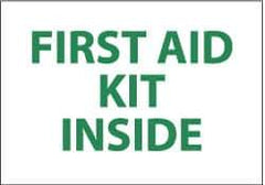 NMC - "First Aid Kit Inside", 7" Long x 10" Wide, Rigid Plastic Safety Sign - Rectangle, 0.05" Thick, Use for First Aid - USA Tool & Supply