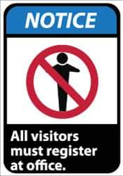NMC - "Notice - All Visitors Must Register at Office", 14" Long x 10" Wide, Aluminum Safety Sign - Rectangle, 0.04" Thick, Use for Security & Admittance - USA Tool & Supply