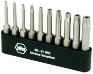 10 Piece - T7s; T8s; T9s; T10s; T15s; T20s; T25s; T27s; T30s; T40s - Security Torx Power Bit Bel Pack Set with Holder - USA Tool & Supply